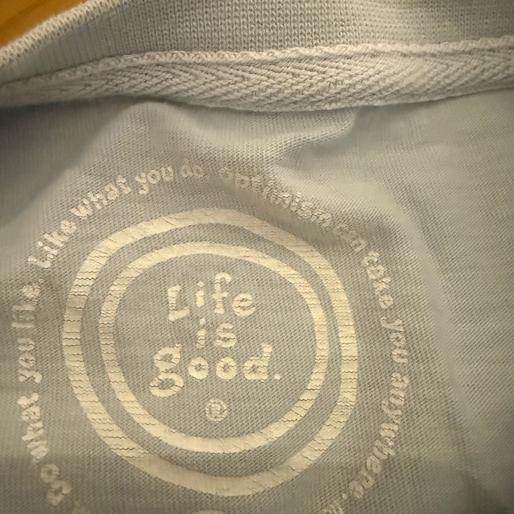 Life Is Good light blue graphic wash cloth with playful print - Picture 4 of 6